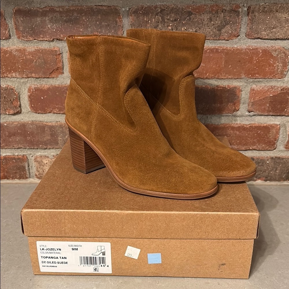 Lucky Brand Tan Heeled Boots with Chunky Block Heel